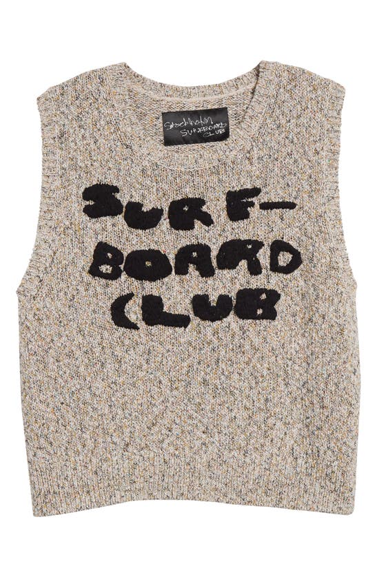 Shop Stockholm Surfboard Club Yves Crop Sweater Vest In Beige Multi