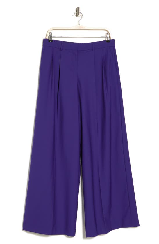 Theory Wool Blend Pleated Pants In Blue Iris