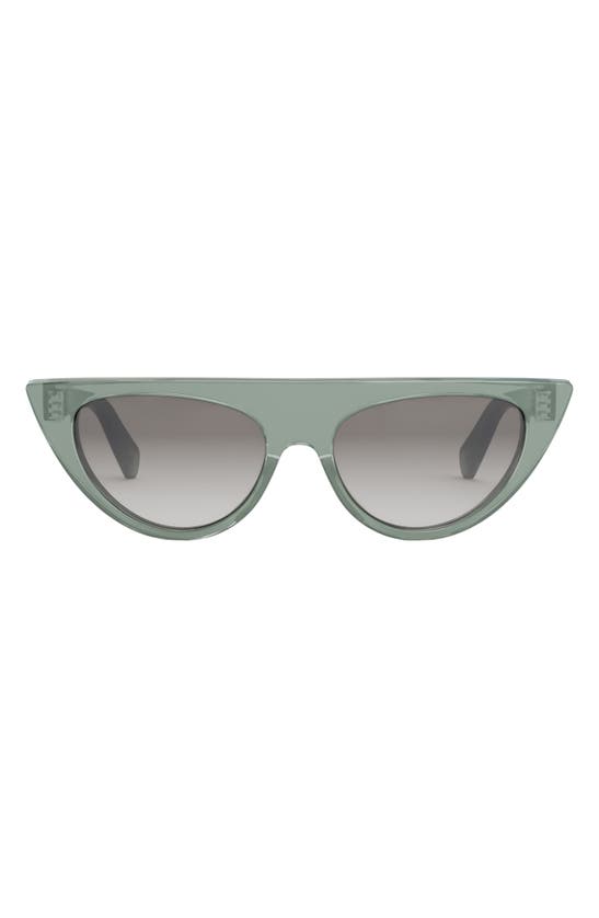 Celine 56mm Geometric Sunglasses In Shiny Light Green / Smoke