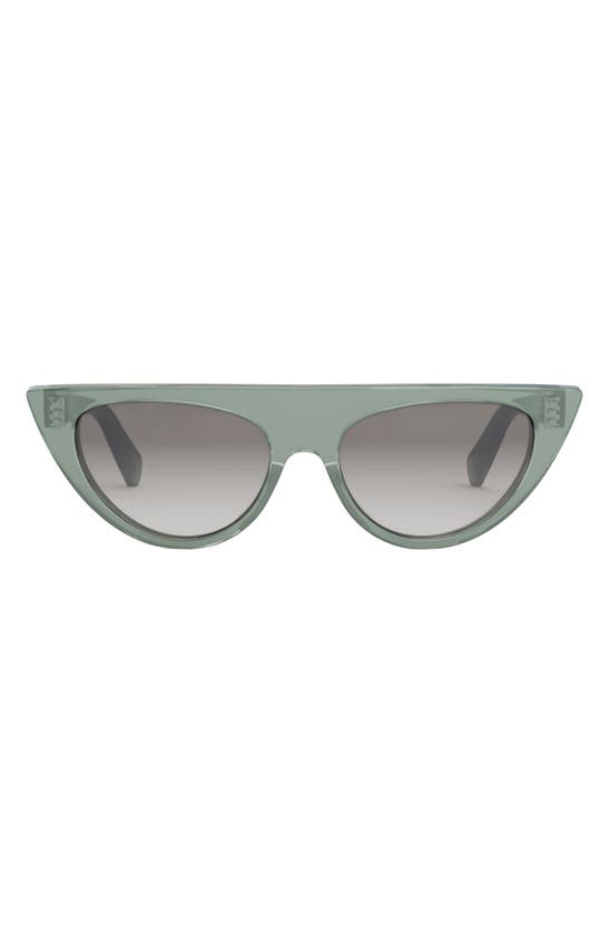 Celine 56mm Geometric Sunglasses In Shiny Light Green / Smoke