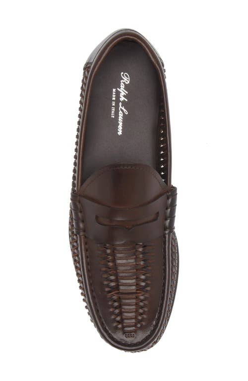 Shop Ralph Lauren Purple Label Chalmers Woven Penny Loafer In Luggage Brown