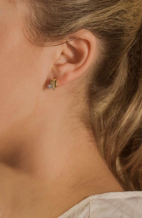 Sterling Forever Rosie Cubic Zirconia Triple Prong Stud Earrings In Gold