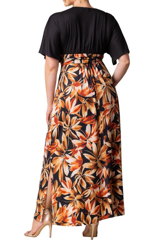 Shop Kiyonna Havana Mixed Media Floral Maxi Dress In Harvest Fest