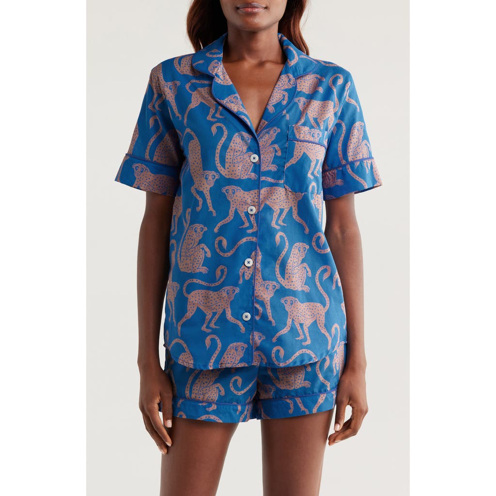 Desmond & Dempsey Woman Sleepwear Blue Size S Cotton In Chango Blue/pink