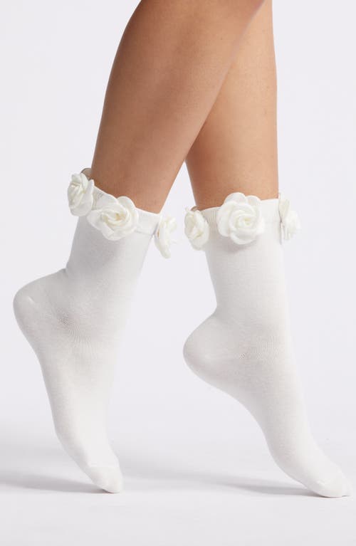Rosette Quarter Socks in White