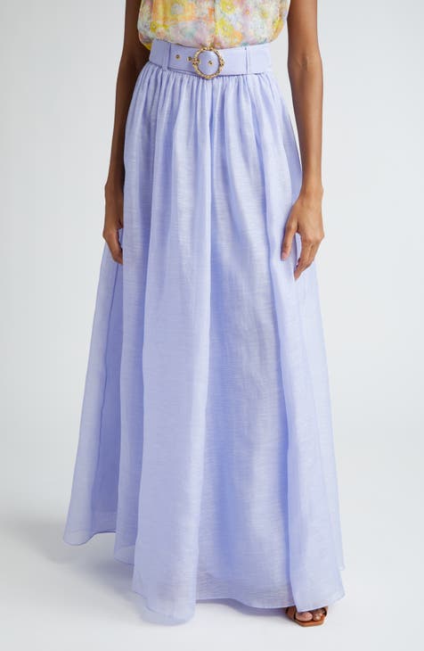 Linen Skirt Laced SANDRA / Linen Maxi Skirt/linen Wide Skirt