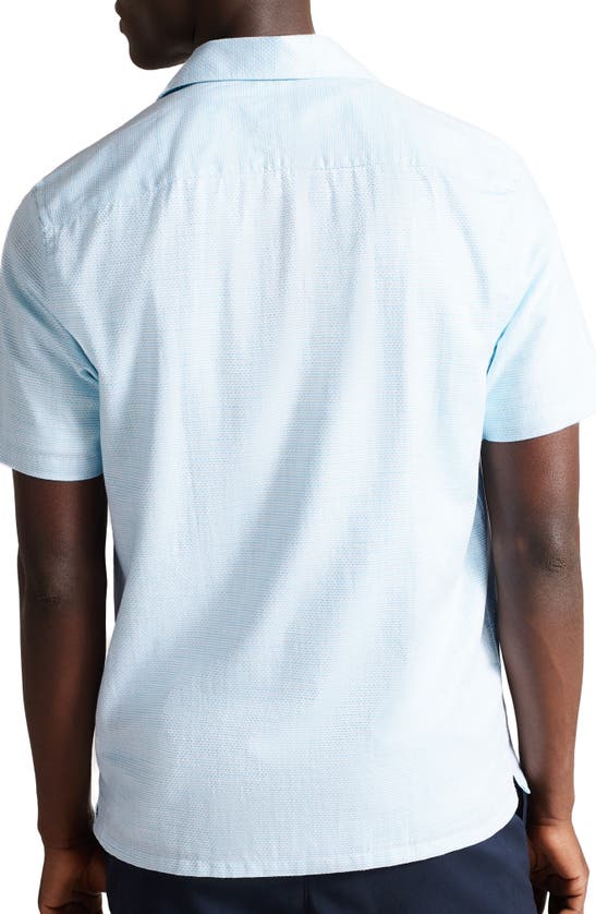 Shop Ted Baker London Short Sleeve Cotton & Cotton Button-up Shirt In Light Blue