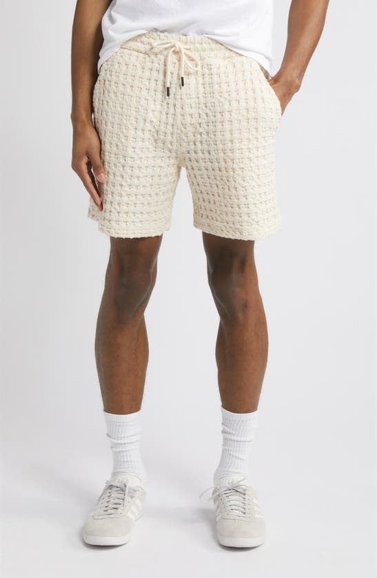 Oas Porto Waffle Knit Cotton Shorts In Off White