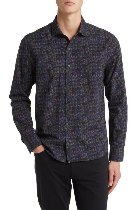 Holbin Paisley Print Cotton Button-Up Shirt