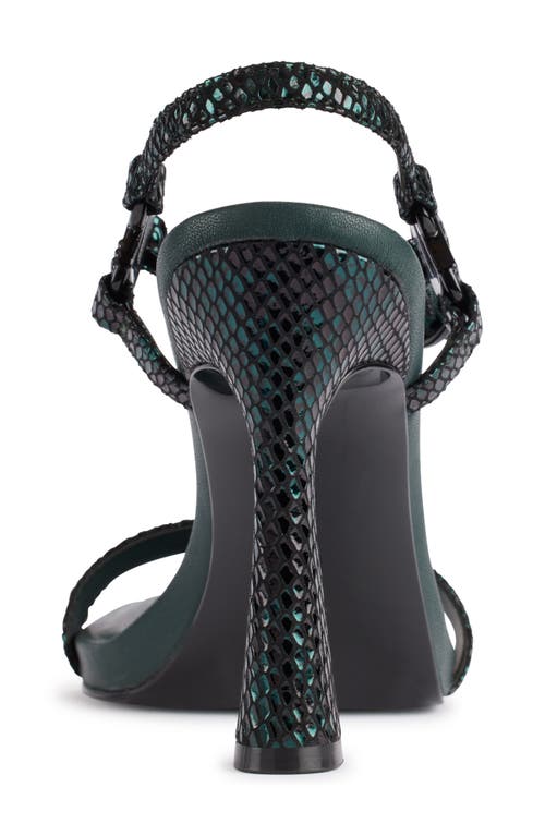Karl Lagerfeld Paris Cybil Snakeskin Embossed Ankle Strap Sandal In Forest Green