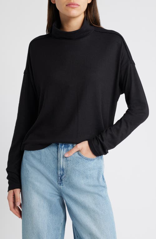 Treasure & Bond Mock Neck Long Sleeve Top in Black 