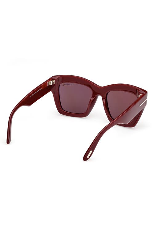 Shop Tom Ford Luna 52mm Butterfly Sunglasses In Shiny Solid Bordeaux/brown