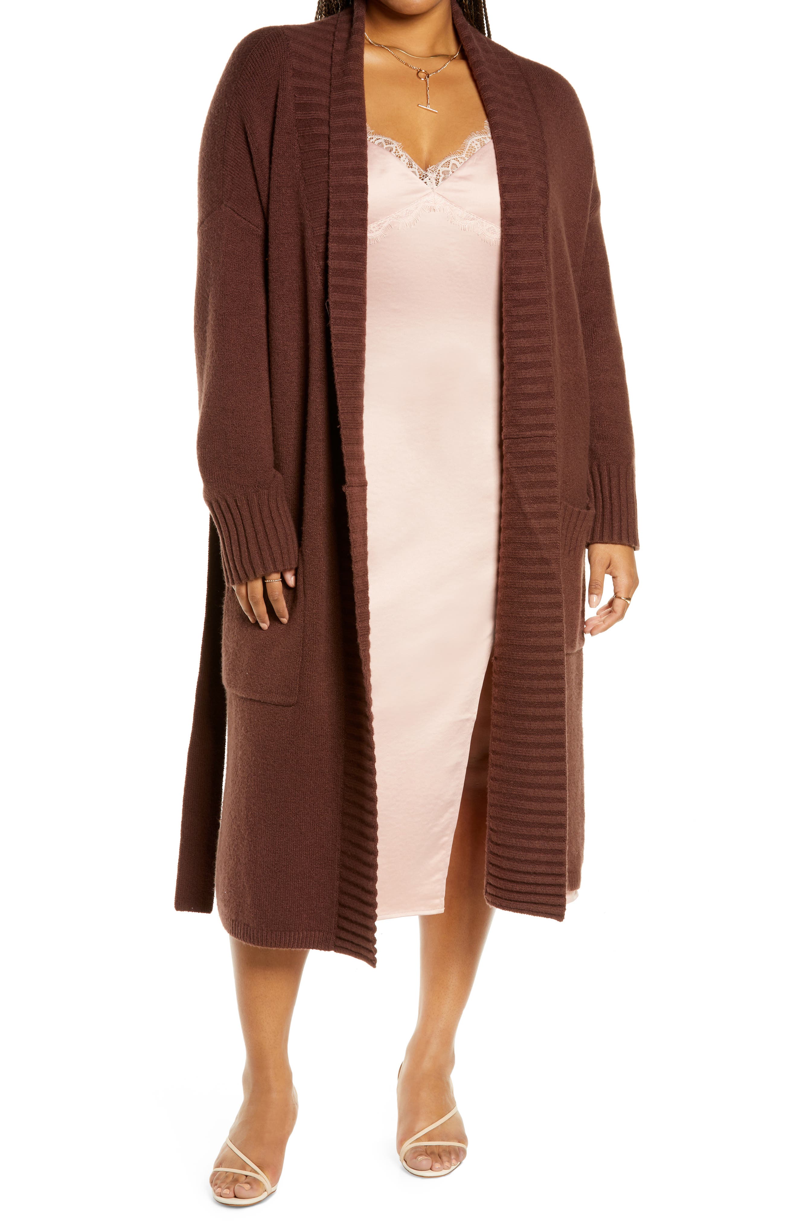 plus size dark brown cardigan