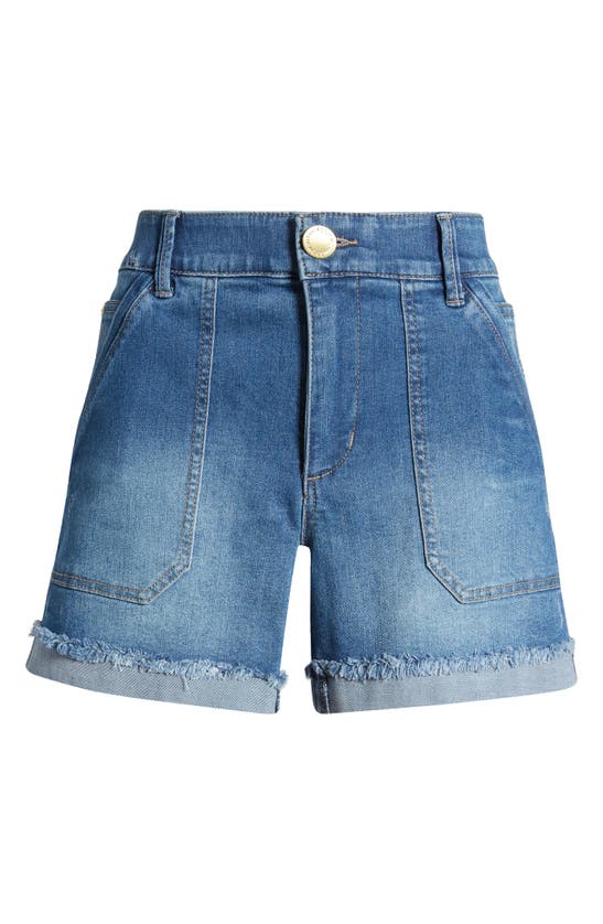 Wit & Wisdom 'ab'solution Patch Pocket High Waist Denim Shorts In Mid Blue