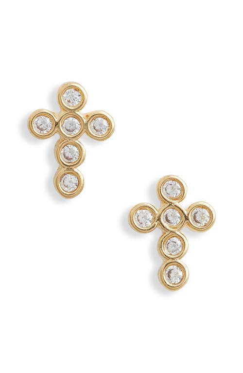 Holy Cross Stud Earrings in Gold