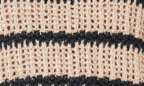 Endless Rose Sequin Stripe Sweater Vest In Taupe/black