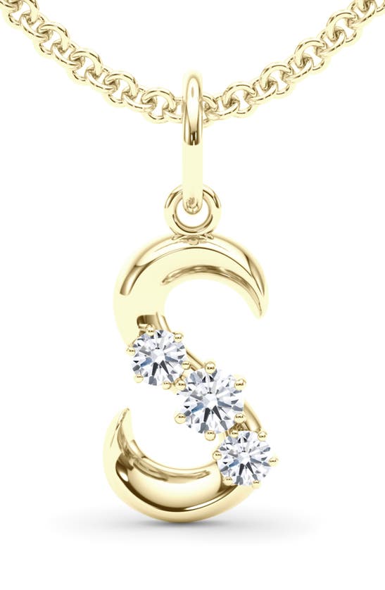 Hautecarat Graduated Lab-created Diamond Initial Letter Pendant Necklace In S - 18k Yellow Gold