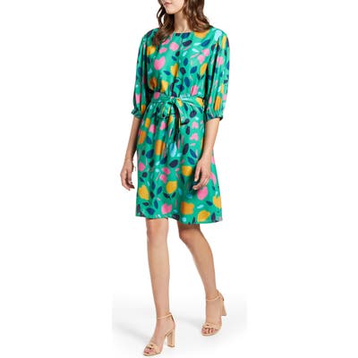 Petite Halogen Tie Waist Dress, Green