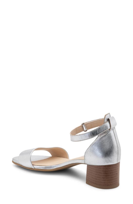 Ara Pauline Block Heel Sandal In Silver Metallic Calf