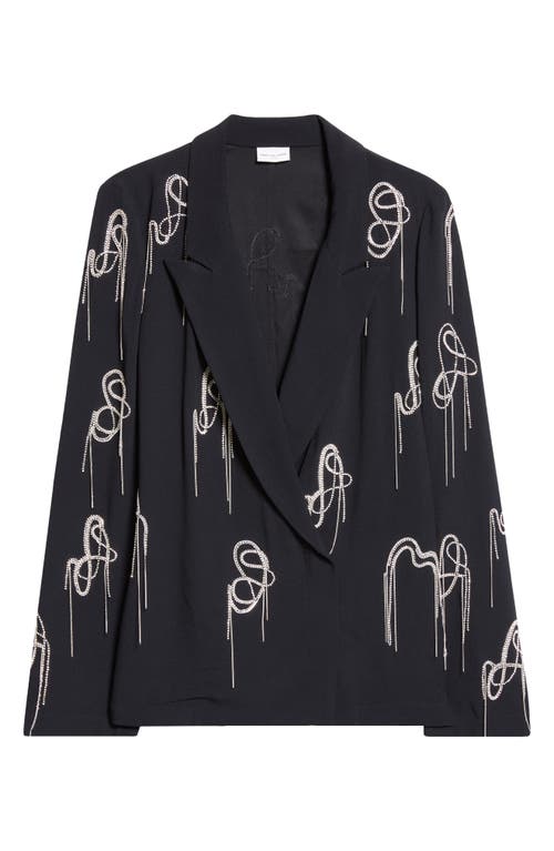 Dries Van Noten Caplana Crystal Chain Crepe Blazer In Black