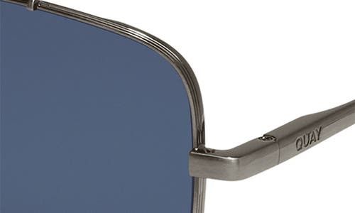 Quay Level Out 52mm Aviator Sunglasses In Brushed Gunmetal/navy