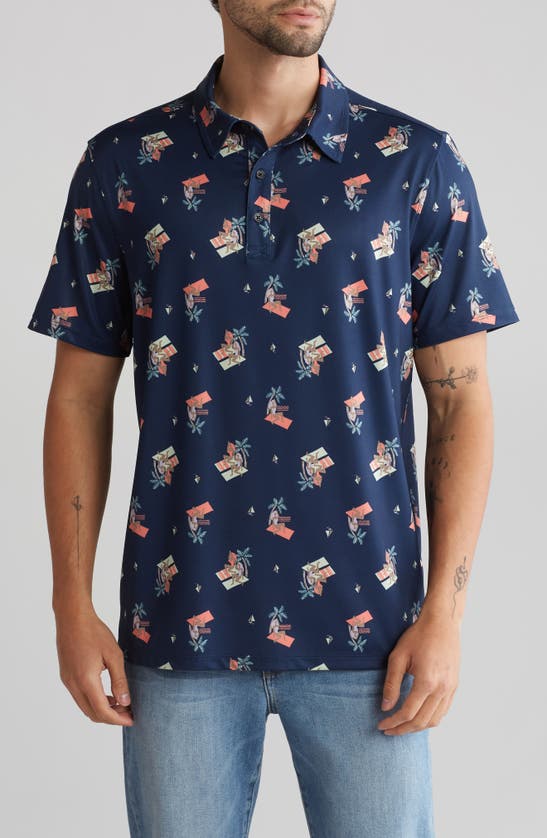 Shop Abound Printed Polo In Navy Beach