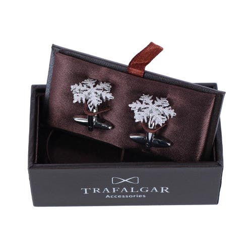 Trafalgar Let It Snow Snowflake Novelty Cufflinks In Silver