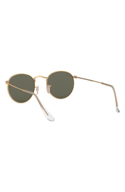 Shop Ray Ban Ray-ban 50mm Polarized Round Sunglasses In Gold/green Solid