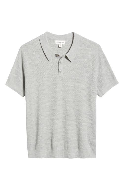 Shop Nordstrom Short Sleeve Coolmax® & Wool Polo Sweater In Grey Heather