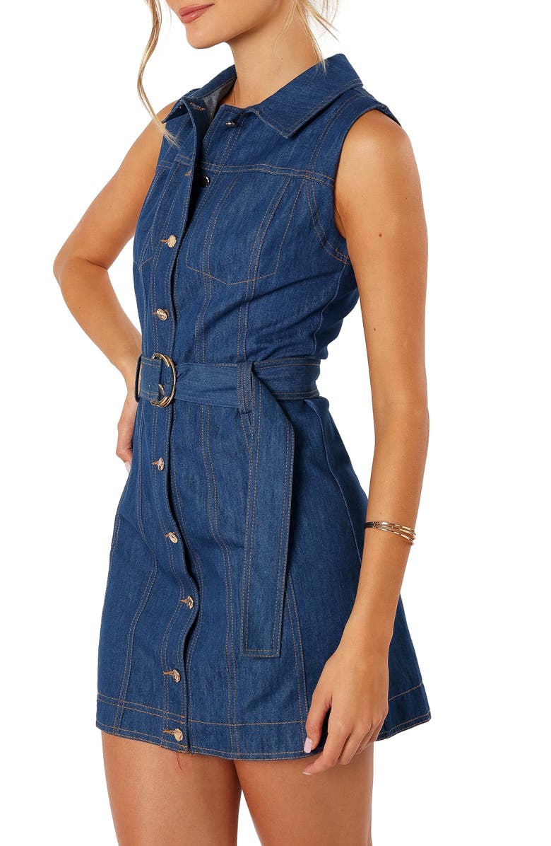 Petal Stitch Sleeveless Denim Dress