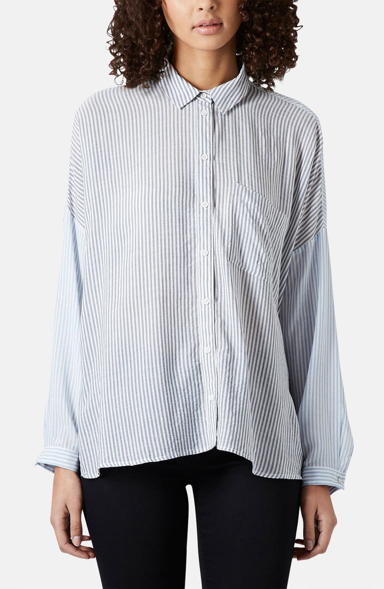Topshop Mixed Stripe Oversized Shirt | Nordstrom