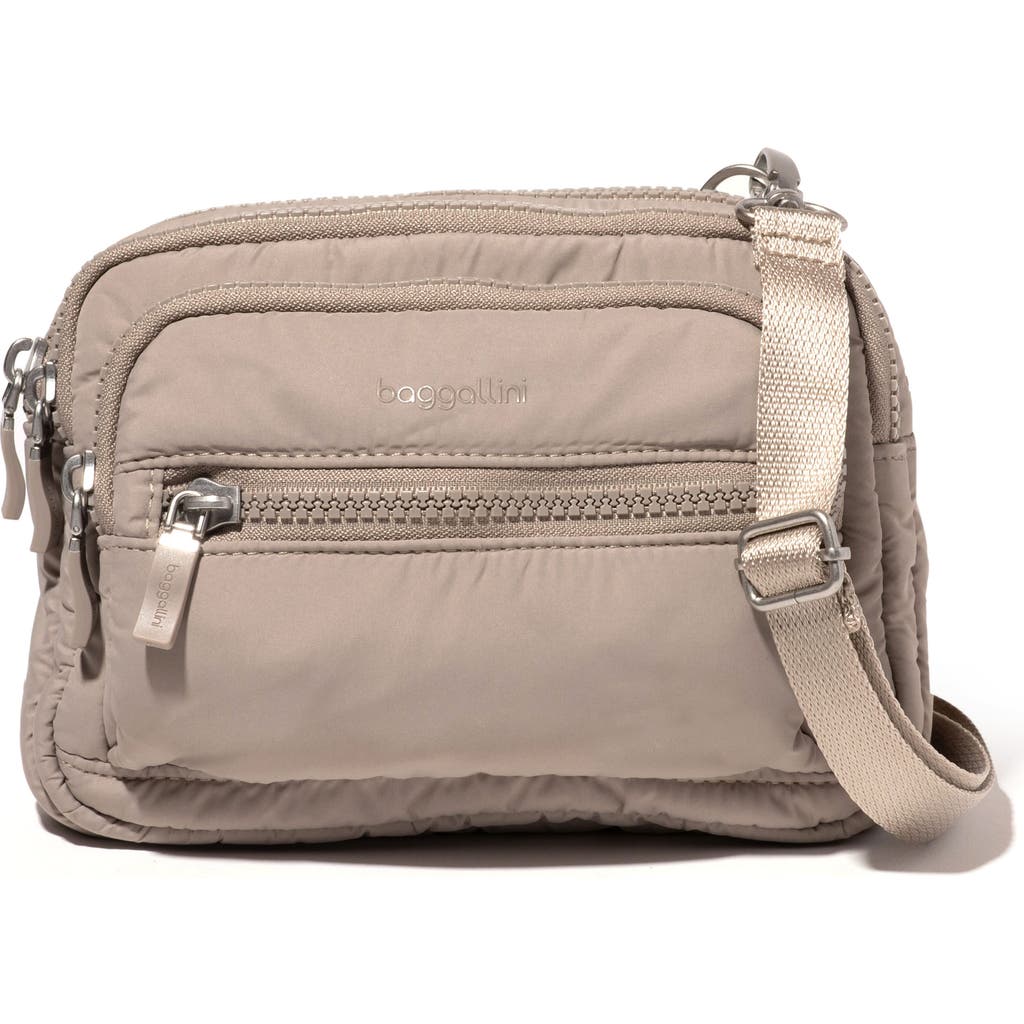 Baggallini Women's Triple Zip Bagg Small Crossbody Bag In Moonrock Puff