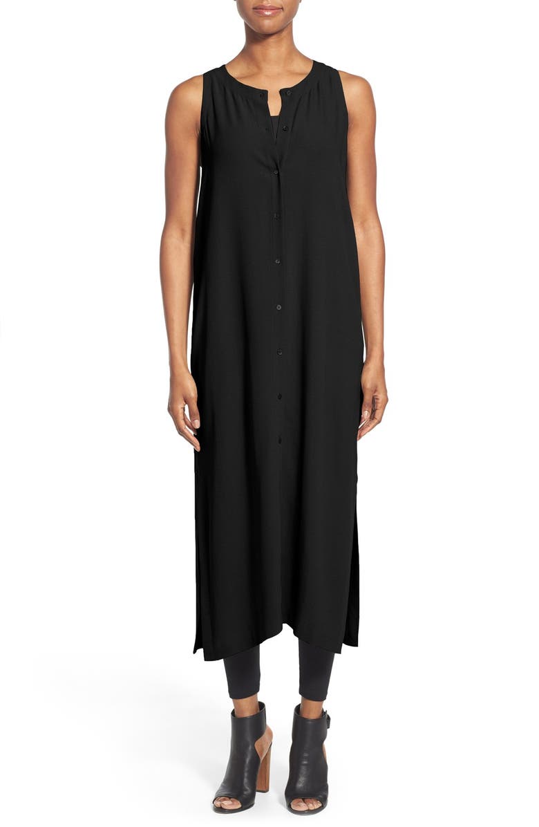 Eileen Fisher Sleeveless Silk Round Neck Tunic Dress | Nordstrom