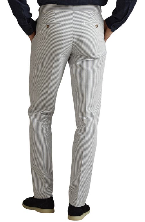 Shop Reiss Barr Stripe Flat Front Cotton Suit Pants In Soft Blue/white