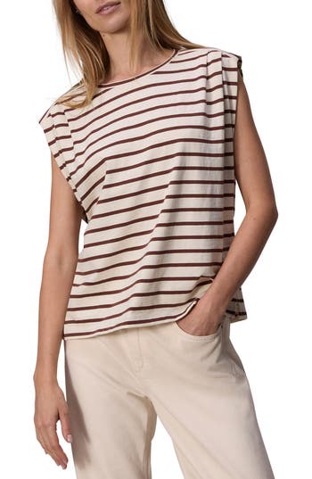 Rag & Bone Mica Stripe Muscle Tee Brwstripe In Brownstripe