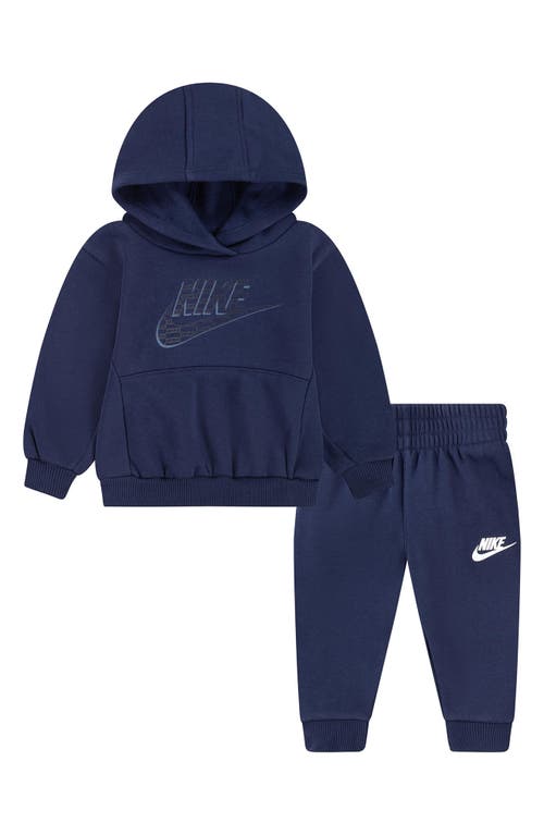 Shop Nike Fleece Pullover Hoodie & Joggers Set In Midnight Navy