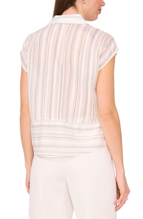 Halogen ® Stripe Button-up Shirt In White/salted Lime Stripe