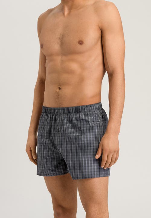 Hanro Men's Fancy Woven Cotton Boxers In Casual Check
