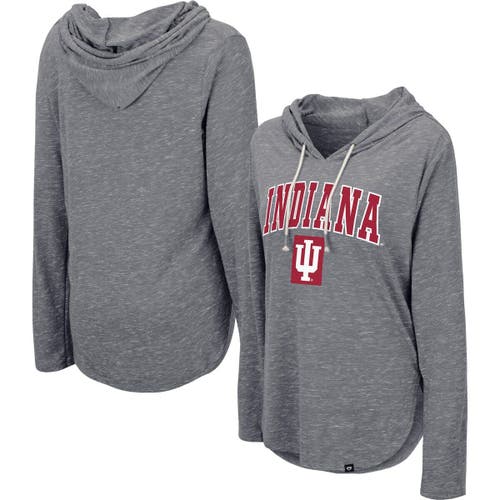 Women's Colosseum Heathered Gray Indiana Hoosiers Core Cora Campus Hoodie Long Sleeve T-Shirt in Heather Gray
