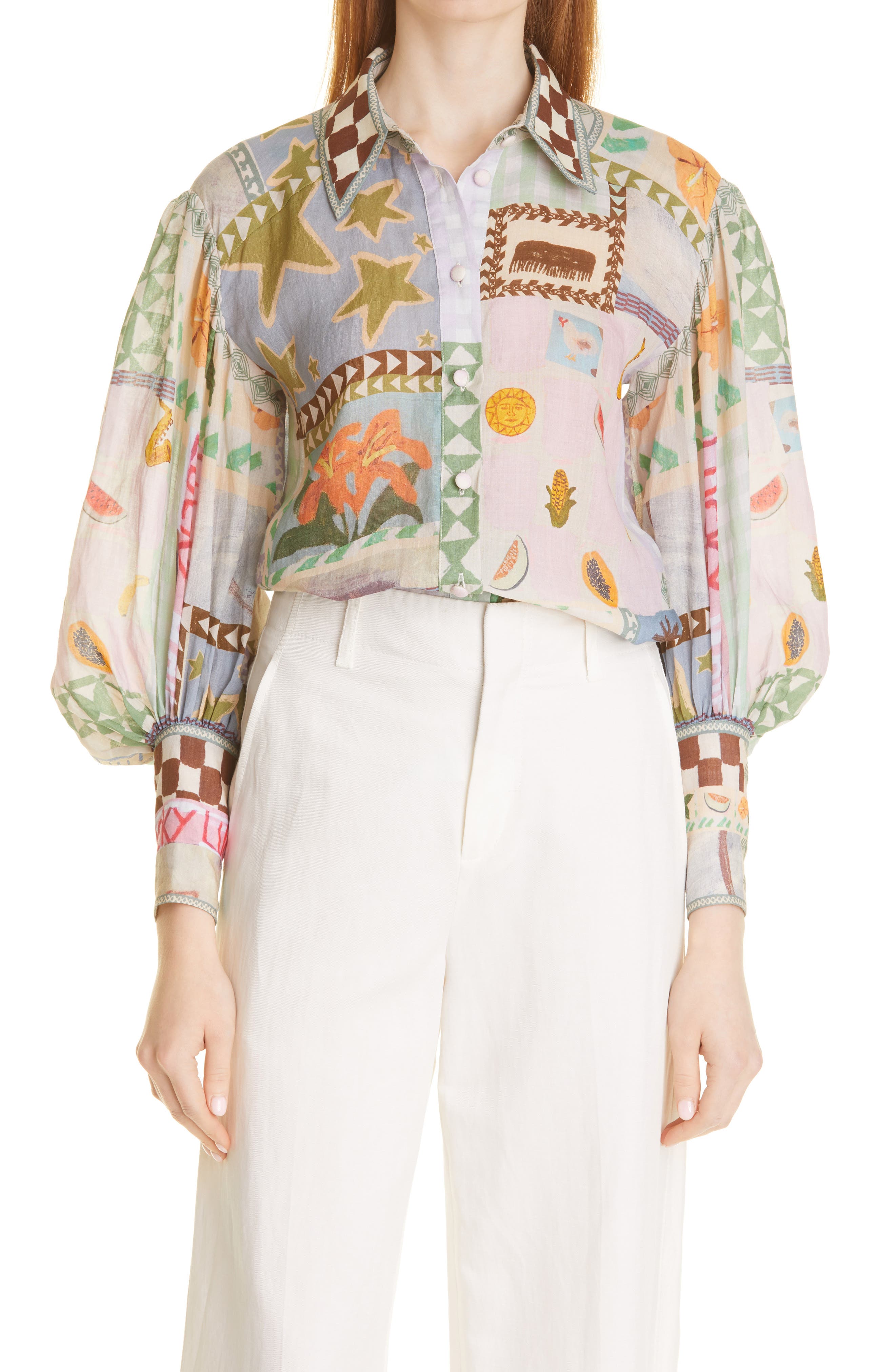 ALEMAIS Emmal Gale Button-Up Shirt in Multi at Nordstrom, Size 10