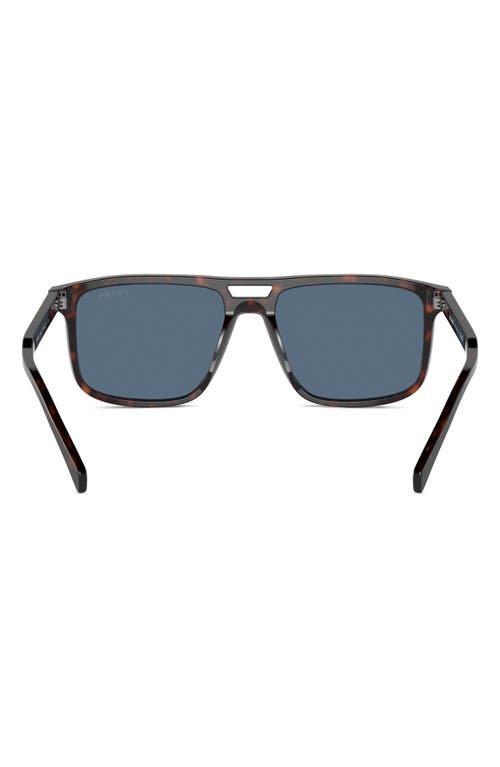 Shop Prada 58mm Rectangular Sunglasses In Brown/dark Blue