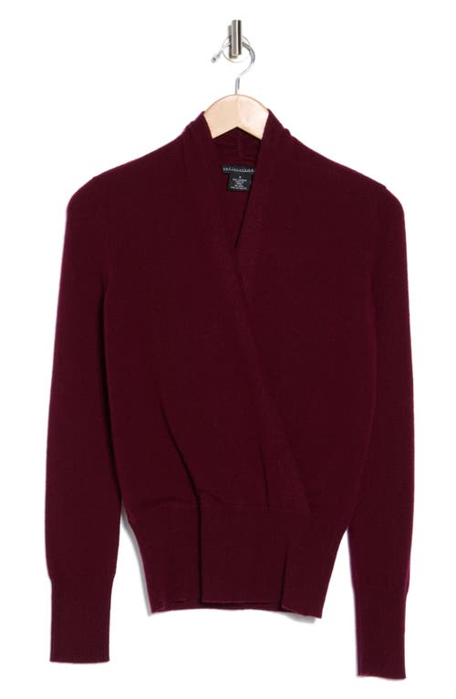 Sofia Cashmere Cashmere Faux Wrap Sweater In Bordeaux