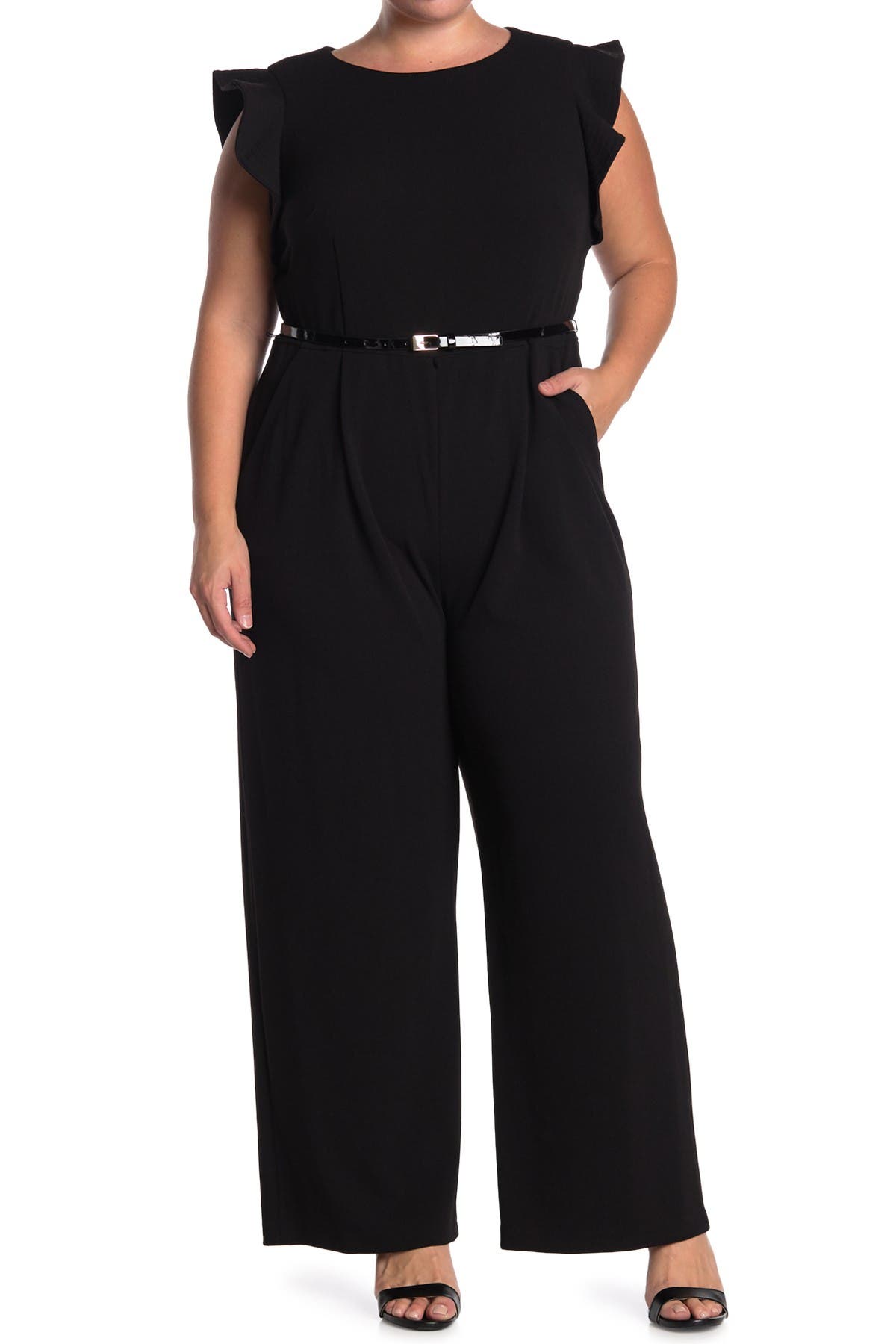 calvin klein ruffle sleeve jumpsuit