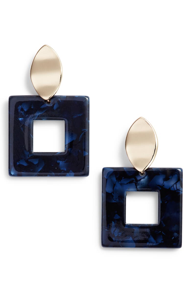  Square Drop Earrings, Main, color, NAVY- GOLD
