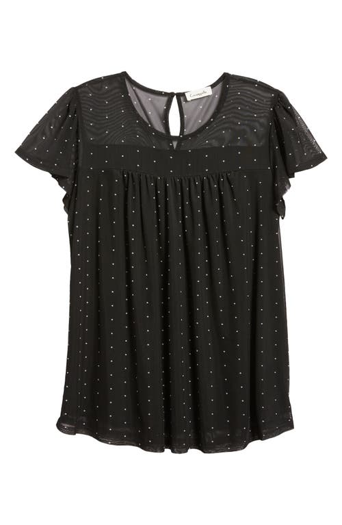 LOVEAPPELLA LOVEAPPELLA POLKA DOT SHEER YOKE MESH TOP 