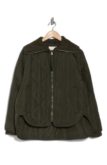 Lucky Brand Onion Quilted Jacket In Dark Olive