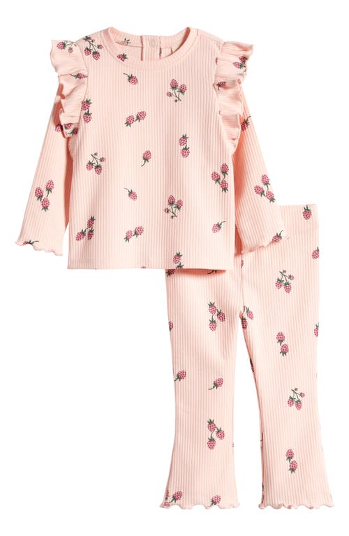 Shop Tucker + Tate Sweet Ruffle Print Long Sleeve T-shirt & Flare Pants Set In Pink English Berry Harvest