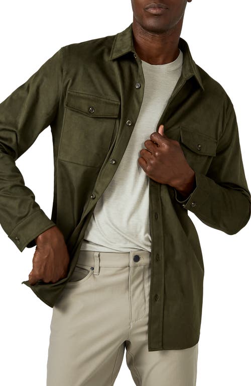 Country Road Faux Suede Shirt Jacket in Olive