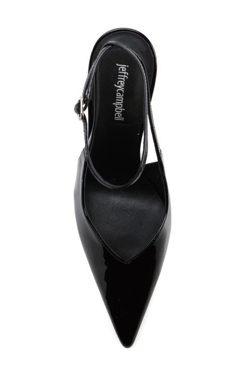 Jeffrey Campbell Executive Ankle Strap Pointed Toe Slingback Pump In Black Patent