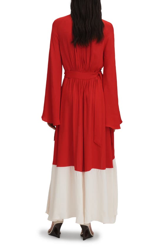 Shop Reiss Luella Colorblock Long Sleeve Dress In Red/ Cream